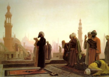宗教的 Painting - 屋根の上の祈り アラブ ジャン・レオン・ジェローム イスラム